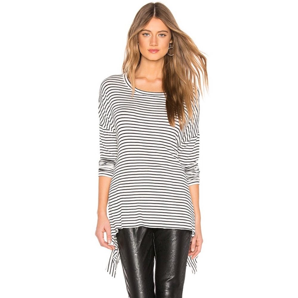 NWT L.A. Made Striped Open Back Detail Tunic Long Sleeve Tee Shirt from Revolve